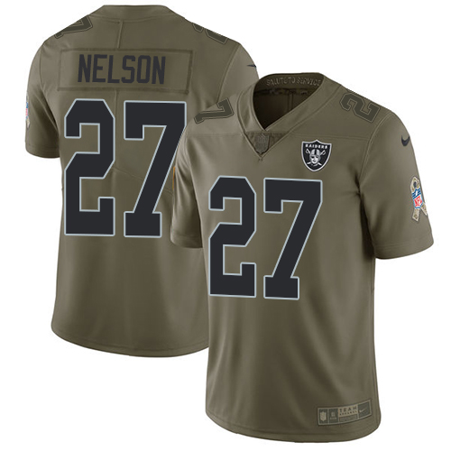 Nike Raiders #27 Reggie Nelson Olive Men's Stitched NFL Limited Salute To Service Jersey